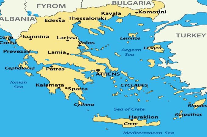 Map of Greece: Cities and Islands